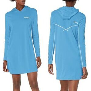 NWT HUK Gear Icon Hooded Hoodie Fishing Dress Blue